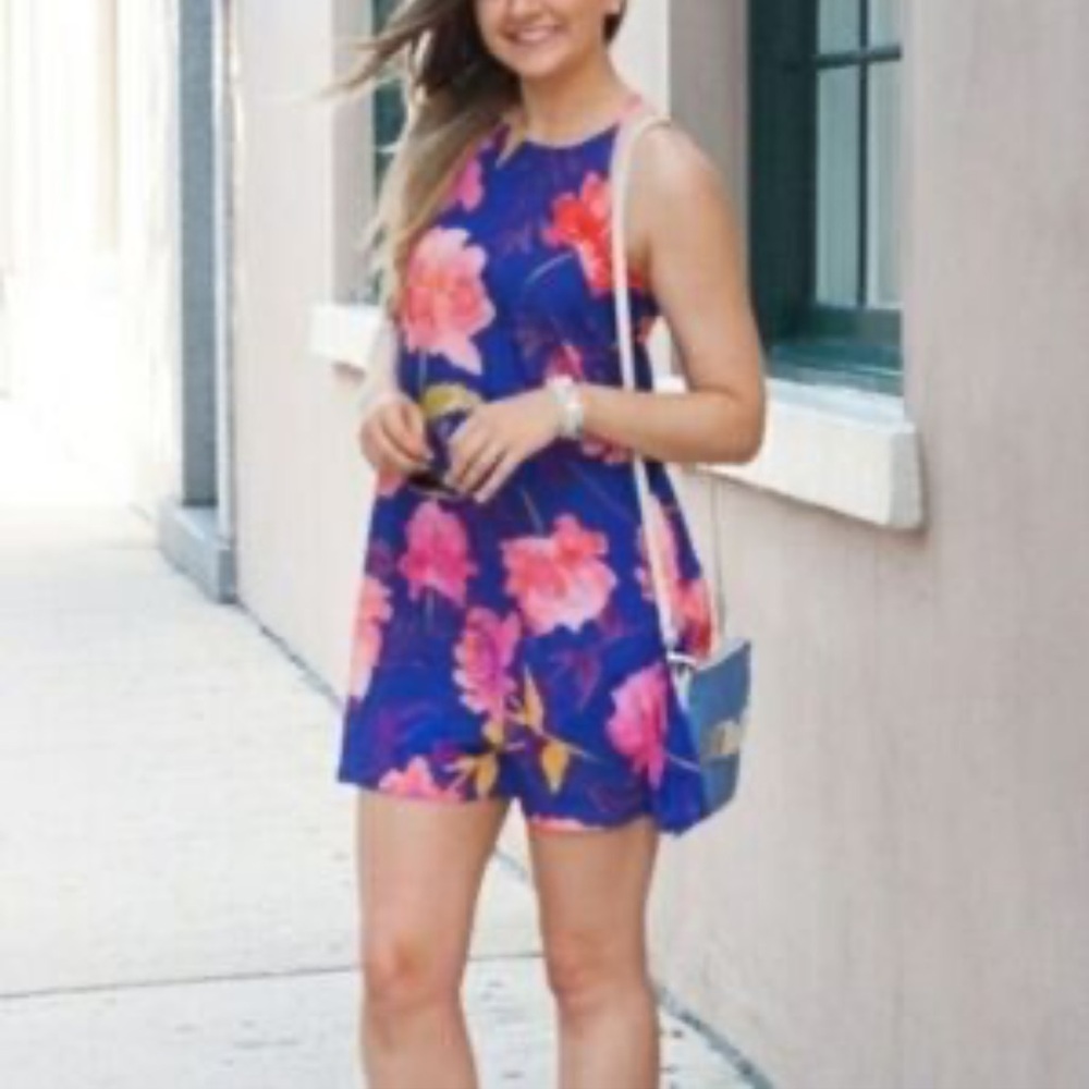 Everly by ANTHROPOLOGIE Women’s Blue & Pink Floral Sleeveless Shift Dress Size S